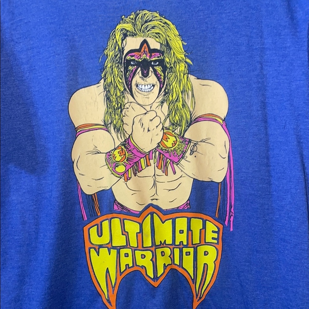 Ultimate Warrior WWE Blue Graphic Tee, size medium